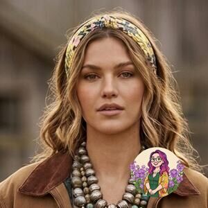 Floral Pink and Yellow Headband Knotted Top Bohemian Cottagecore Indie Artsy OS